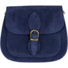Persaman New York Annie Buckle Suede Crossbody Bag In Blue