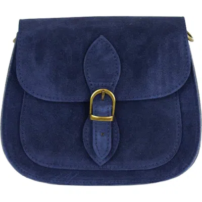 Persaman New York Annie Buckle Suede Crossbody Bag In Blue