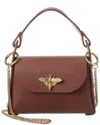 Persaman New York Bee Top Handle Leather Satchel In Brown