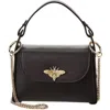 Persaman New York Bee Top Handle Leather Satchel In Black