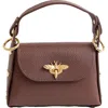 Persaman New York Bee Top Handle Leather Satchel In Brown