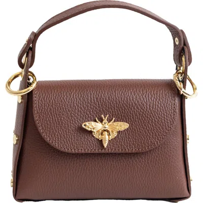 Persaman New York Bee Top Handle Leather Satchel In Brown