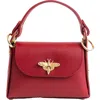 Persaman New York Bee Top Handle Leather Satchel In Dark Red