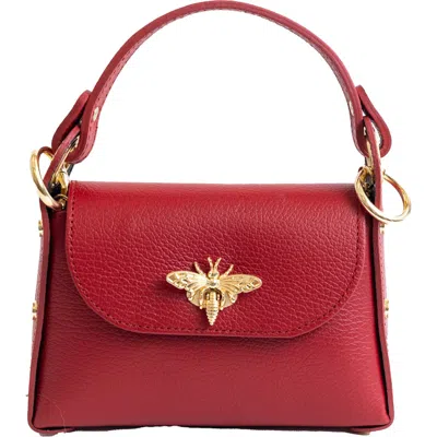 Persaman New York Bee Top Handle Leather Satchel In Dark Red