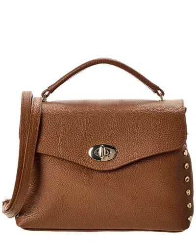 Persaman New York Carol13 Leather Tote In Brown