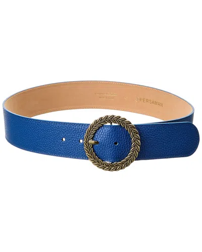 Persaman New York Carolina Leather Belt In Blue