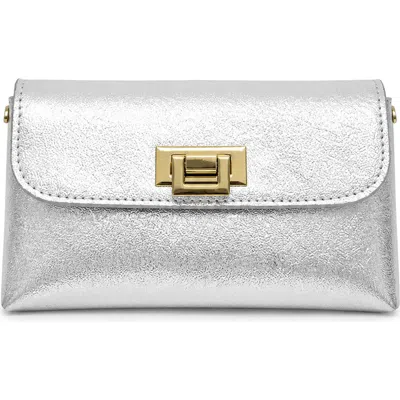 Persaman New York Cecilia Metallic Leather Clutch In Silver