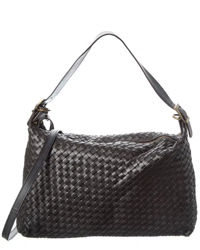 Persaman New York Chloe Hand Woven Large Leather Shoulder Bag In Brown