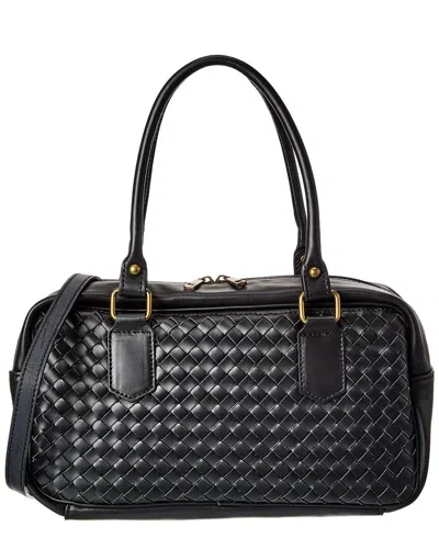 Persaman New York Chloe Woven Leather Shoulder Bag In Black