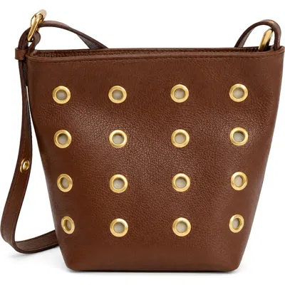 Persaman New York Claudia Studded Leather Shoulder Bag In Brown