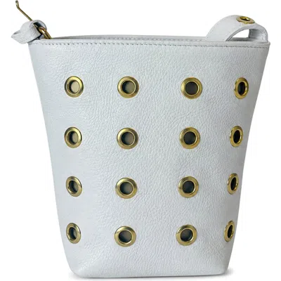 Persaman New York Claudia Studded Leather Shoulder Bag In White