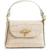 Persaman New York Croc Embossed Leather Satchel In Ivory