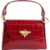 Persaman New York Croc Embossed Leather Satchel In Red