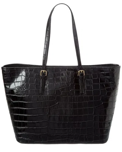 Persaman New York Croc-embossed Leather Tote In Black