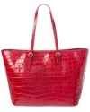 Persaman New York Croc-embossed Leather Tote In Blue