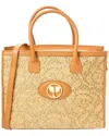 Persaman New York Donata Raffia & Leather Tote In Brown