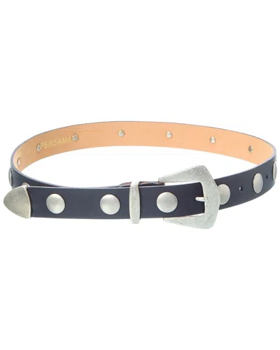 Persaman New York Dylan Studded Leather Belt In Blue