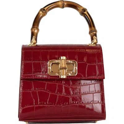 Persaman New York Ellie Croc Embossed Top Handle Bag In Red