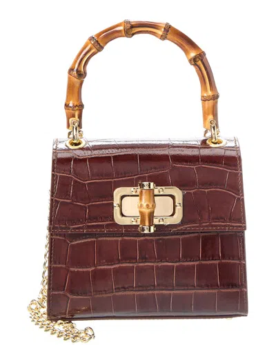 Persaman New York Ellie16 Top Handle Leather Bag In Brown