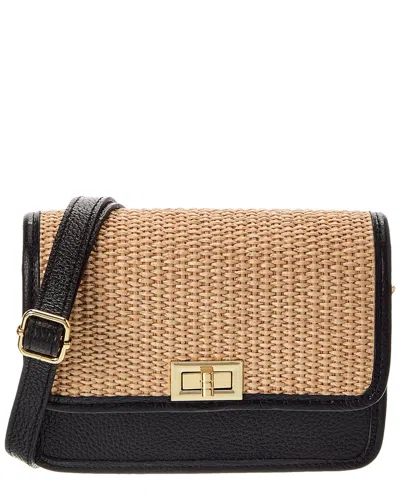 Persaman New York Eva Straw & Leather Crossbody In Black
