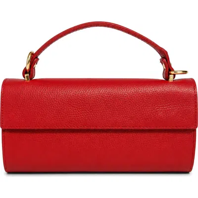 Persaman New York Evelina Leather Top Handle Clutch In Burgundy