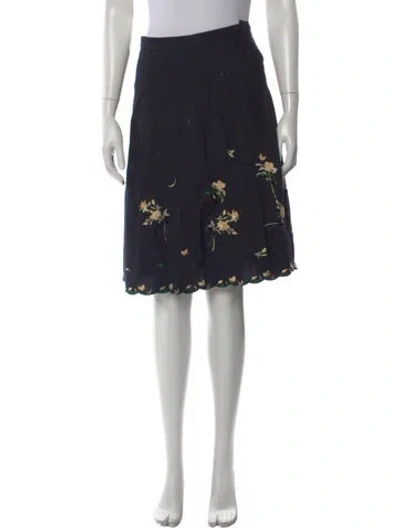 Pre-owned Persaman New York Floral Print Knee-length Skirt In Blue