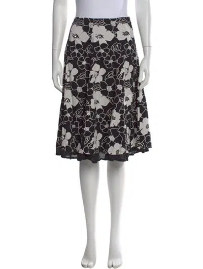 Pre-owned Persaman New York Floral Print Midi Length Skirt In Black