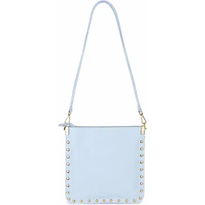Persaman New York Francesca Studded Leather Crossbody In Pale Blue