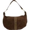 Persaman New York Francesca Studded Shoulder Bag In Brown