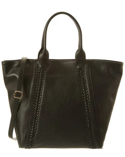 Persaman New York Freya Whipstitched Leather Tote In Black