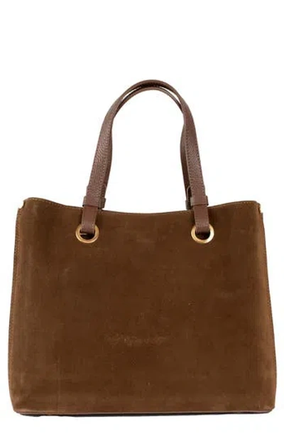 Persaman New York Gaia 18 Suede Tote In Brown