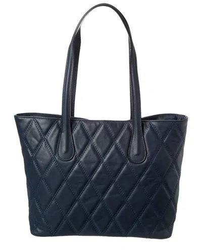 Persaman New York Ingrid Quilted Leather Tote In Blue