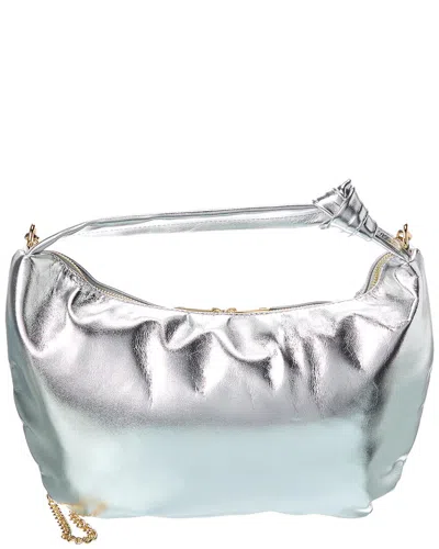Persaman New York Isa Metallic Leather Shoulder Bag In Silver