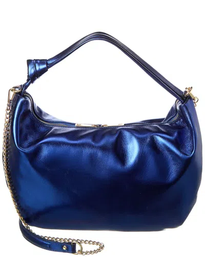Persaman New York Isa Metallic Leather Shoulder Bag In Blue