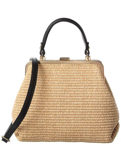 Persaman New York Isla Leather Straw Satchel In Brown