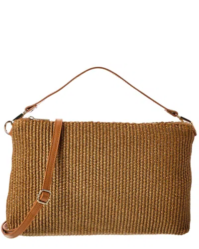 Persaman New York Isolde Straw & Leather Shoulder Bag