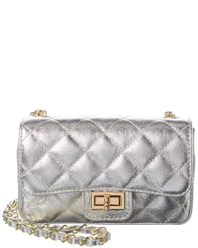 Persaman New York Jennie Metallic Quilted Leather Crossbody In Silver