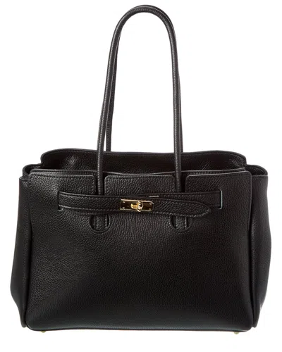 Persaman New York Josie Leather Tote In Black