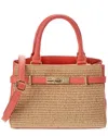 Persaman New York Kate Straw & Leather Satchel In Multi