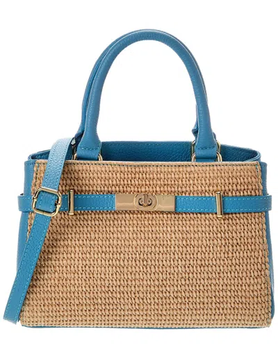 Persaman New York Kate Straw & Leather Satchel
