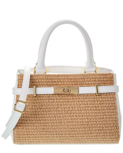 Persaman New York Kate Straw & Leather Satchel