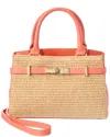 Persaman New York Kate Straw & Leather Shoulder Bag In Orange