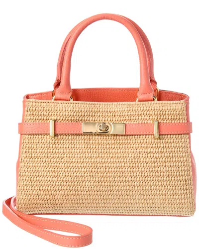 Persaman New York Kate Straw & Leather Shoulder Bag In Orange