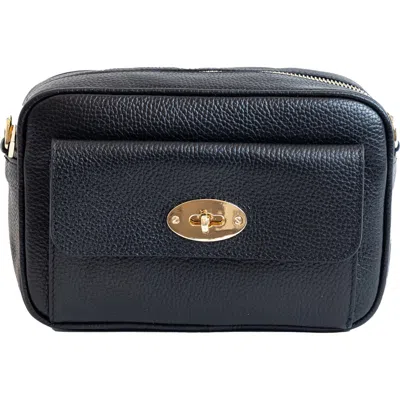 Persaman New York Leather Camera Crossbody Bag In Black