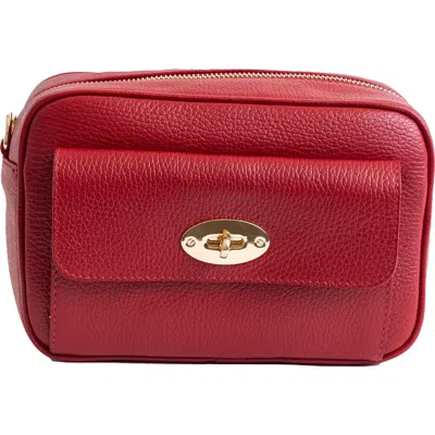Persaman New York Leather Camera Crossbody Bag In Red