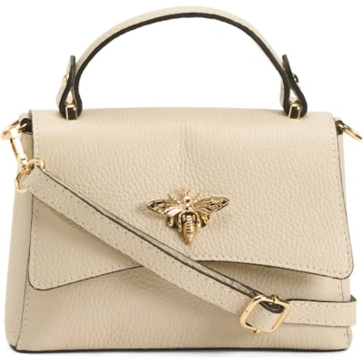Persaman New York Leather Satchel Bag In Beige