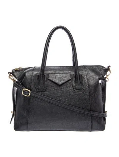 Pre-owned Persaman New York Leather Top Handle Bag In Black