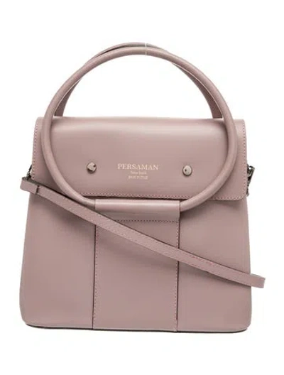 Pre-owned Persaman New York Leather Top Handle Bag In Purple
