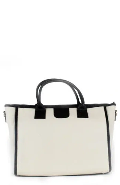 Persaman New York Leather Trim Canvas Tote Bag