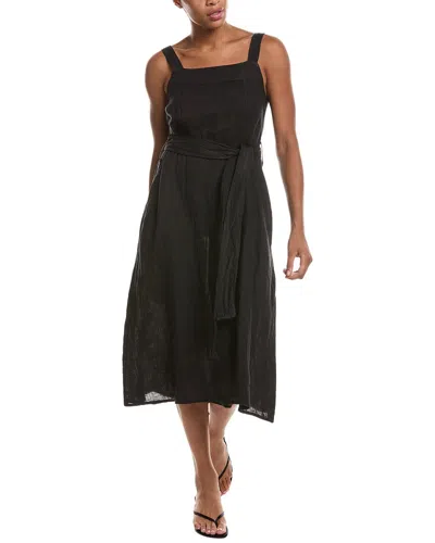 Persaman New York Linen Midi Dress In Black